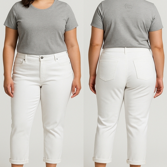 Eddie Bauer Women's Cropped White Jeans - Picture 1 of 4